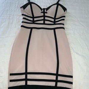 Blush pink and black dress